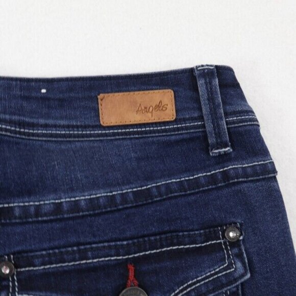 Angels Jeans Womens 8 (Fits 29x31.5) Blue Bootcut Stretch Dark Wash Faded - Picture 6 of 10